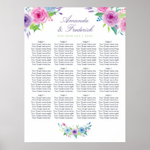 Poster Graphique de sièges à Mariage floral à mélange vio