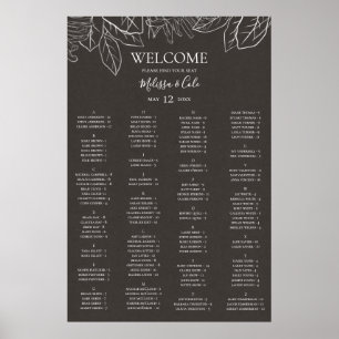 Poster Graphique de sièges alphabétiques au charbon de bo