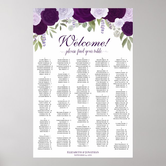 Poster Graphique de sièges alphabétiques verticaux Rose v (Devant)