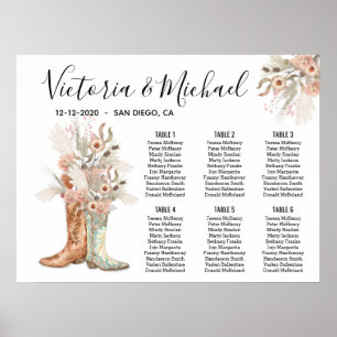 Poster Graphique de sièges de cowboy de pousses florales