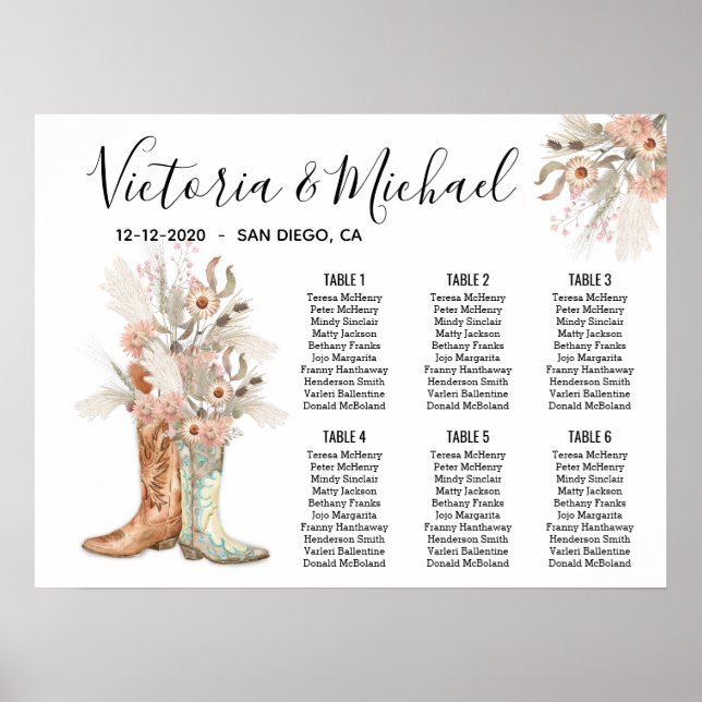 Poster Graphique de sièges de cowboy de pousses florales  (Devant)