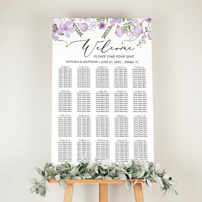 Poster Graphique de sièges de Mariage Floral Rustique Chi (Créateur téléchargé)