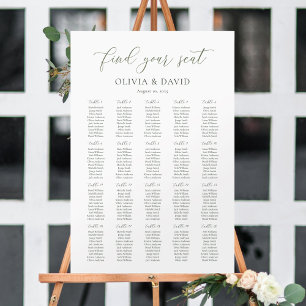 Poster Graphique de Sièges de Table 20 Script Vert Sauge