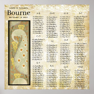 Poster Graphique de sièges Mariage ART DECO Peacock