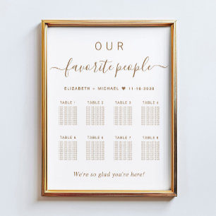 Poster Graphique de sièges Mariage Chic Gold Script 8 Tab