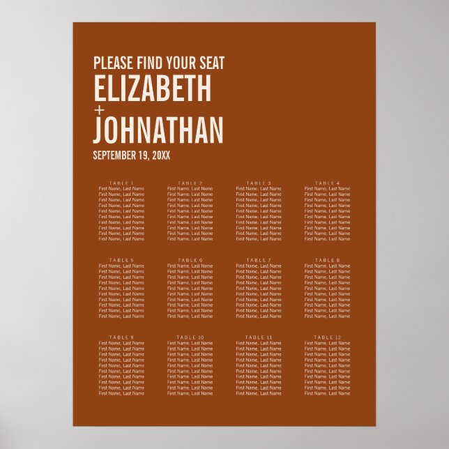 Poster Graphique de sièges Mariage de typographie simple  (Devant)