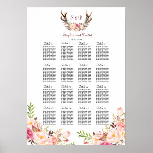 Poster Graphique de sièges Mariages à fleurs blanches ros