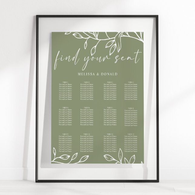 Poster Graphique de sièges Mariages floraux du Boho vert  (Créateur téléchargé)