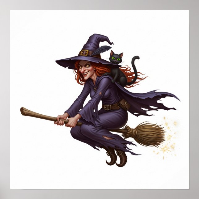 Poster Graphique de sorcière espiègle (Devant)