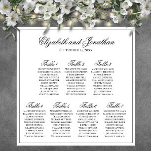 Poster Graphique de table de mariage élégant simple à 7 t