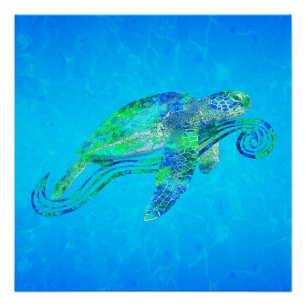 Poster Graphique de tortue marine