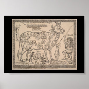 Poster Graphique de vache Divine Hindou - Art Vintage