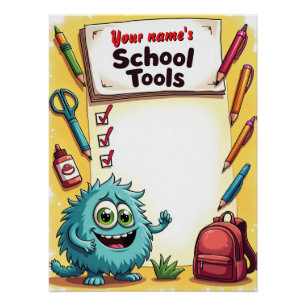 Poster Graphique des fournitures scolaires avec nom modif