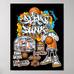 Poster Graphique d'illustration de style cool de basket-b