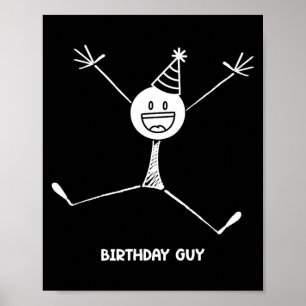 Poster Graphique drôle de fête d'anniversaire Type sympa