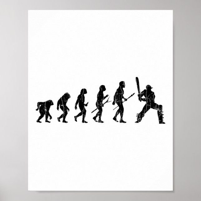 Poster Graphique drôle d'évolution du cricket pour joueur (Devant)