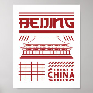 Poster Graphique du temple urbain de Pékin Chine