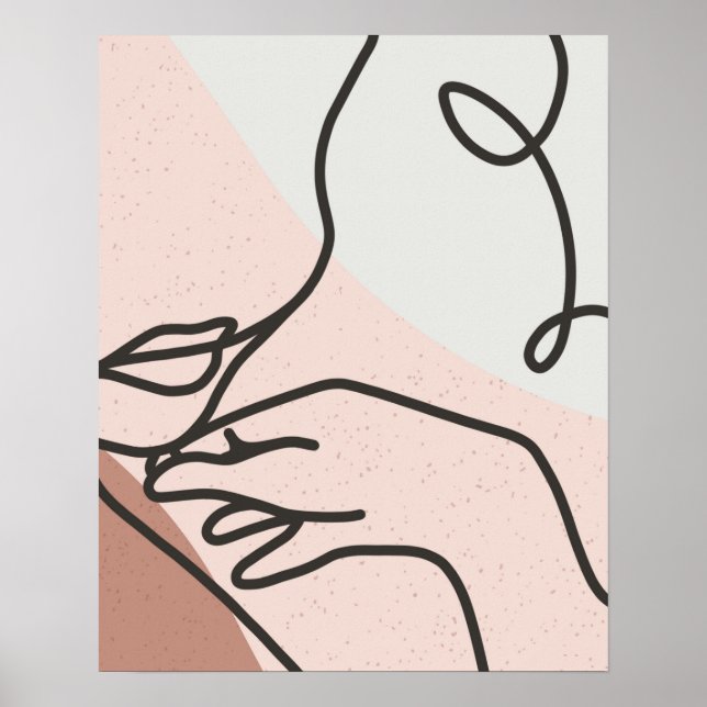 Poster Graphique femelle d'une ligne Dessin Art Abstrait  (Devant)