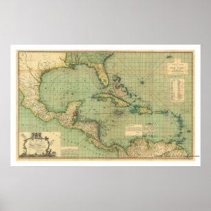 Poster Graphique général des Antilles par Speer 1796