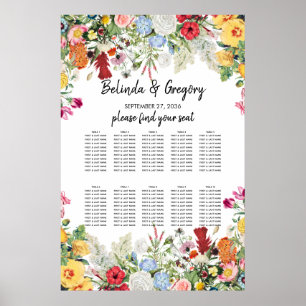 Poster Graphique Mariage des fleurs du jardin floral