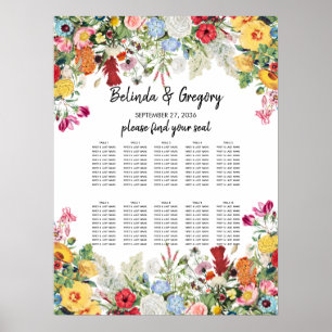 Poster Graphique Mariage des fleurs du jardin floral