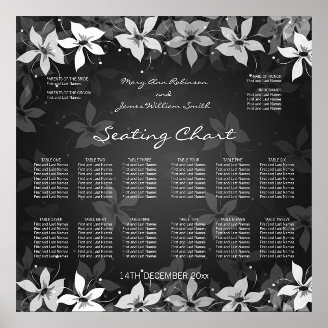 Poster Graphique Mariage Floral Sièges Fleurs exotiques N (Devant)