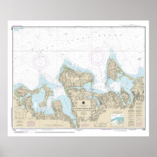 Poster Graphique marin des baies d'huîtres et de Huntingt