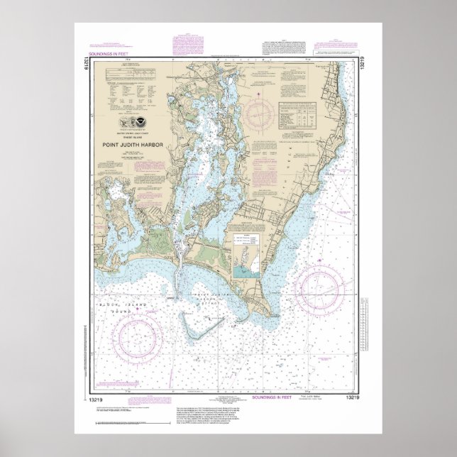 Poster Graphique nautique du port de Point Judith 13219 (Devant)