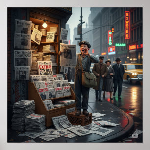 Poster Graphique Retro Newsstand