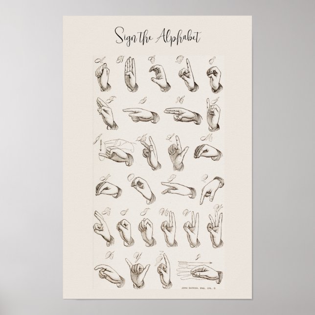 Poster Graphique vintage ASL American Sign Language (Devant)
