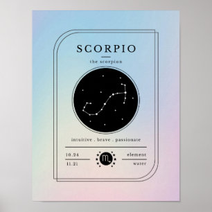 Poster Graphique Zodiaque Scorpio Pastels Dégradants
