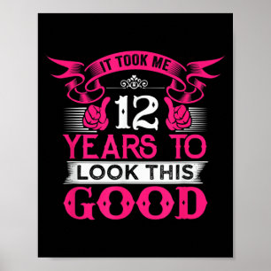 Poster Graphiques de citation drôle d'anniversaire 12 ans