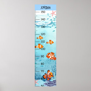 Poster Graphiques de croissance de poissons clowns mignon