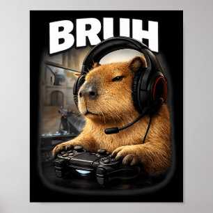 Poster Graphiques de jeux vidéo drôles de capybara gamer