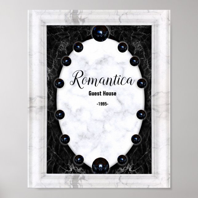 Poster Graphiques de la sphère de marbre blanc et noir (Devant)