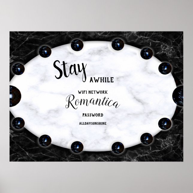 Poster Graphiques de la sphère de marbre blanc et noir (Devant)