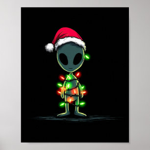 Poster Graphiques de Noël drôles d'alien Lumières Amateur