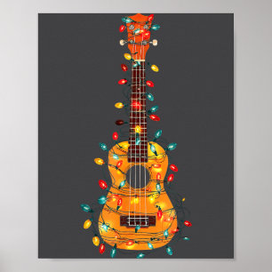 Poster Graphiques de Noël drôles de Ukulele pour amateur 