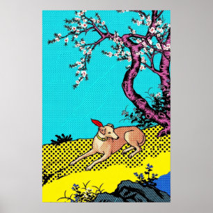 Poster Graphisme de chien silhouette lévrier minimaliste