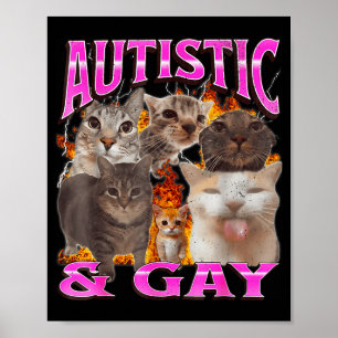 Poster Graphisme de contrefaçon de mème de chat drôle aut