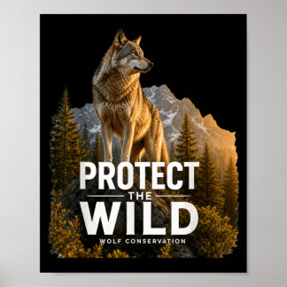 Poster Graphisme de faune sauvage Loup Conservation de la