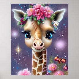Poster Graphisme de girafe bébé mignon