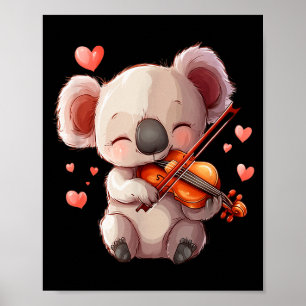 Poster Graphisme de koala mignon jouant du violon pour la