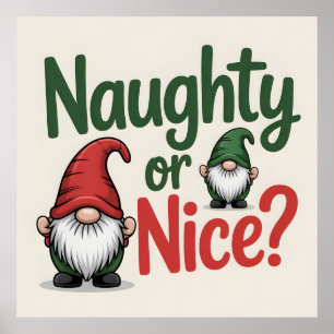 Poster Graphisme de Noël Naughty or Nice : Gnomes mignons