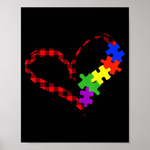 Poster Graphisme de Noël puzzle autism Buffalo à carreaux