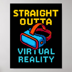 Poster Graphisme de réalité virtuelle en pixel art rétro 