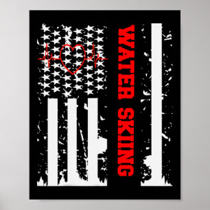 Poster Graphisme de ski nautique avec drapeau américain v
