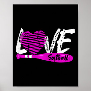 Poster Graphisme de softball disant Filles et femmes