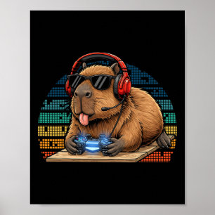 Poster Graphisme drôle de jeux vidéo Capyra pour joueur