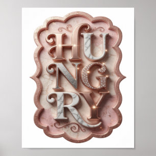 Poster Graphisme icône argentée HUNGRY